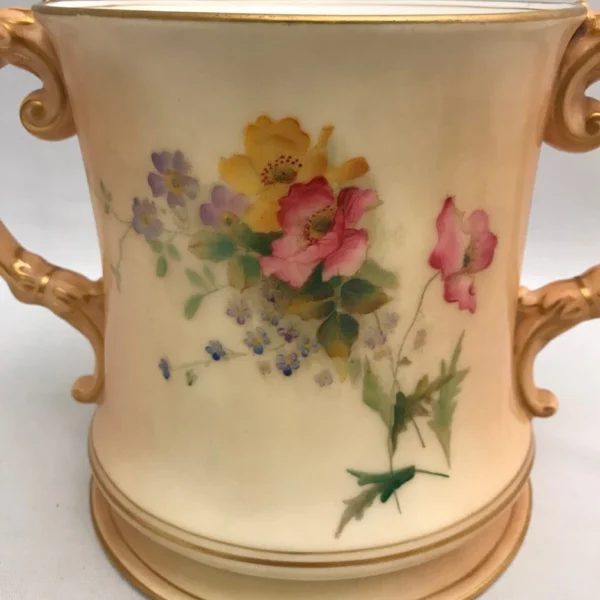 Antico portabottiglia a due manici in porcellana inglese “Royal Worcester”