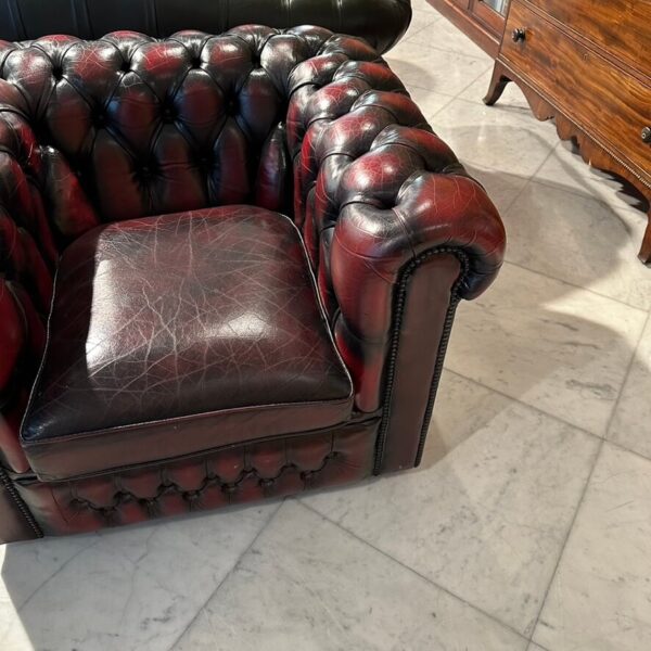Poltrona Chesterfield in pelle Bordeaux - immagine 3