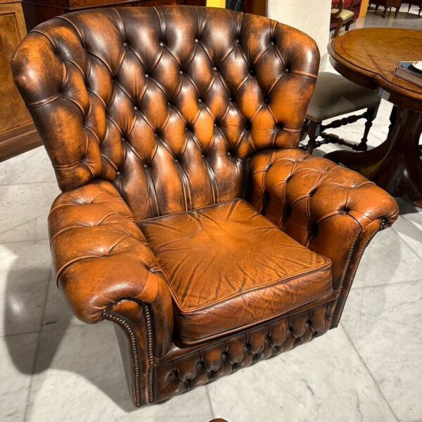 Salotto vintage completo di poltrone e divano Chesterfield Marroni - immagine 5
