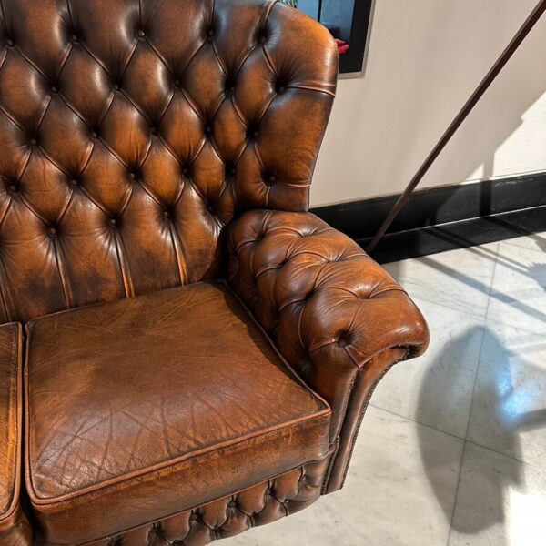 Salotto vintage completo di poltrone e divano Chesterfield Marroni - immagine 4